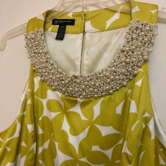 INC International Concepts Dresses & Skirts - INC I.N.C. Chartreuse Green Pearl Dress Plus Size